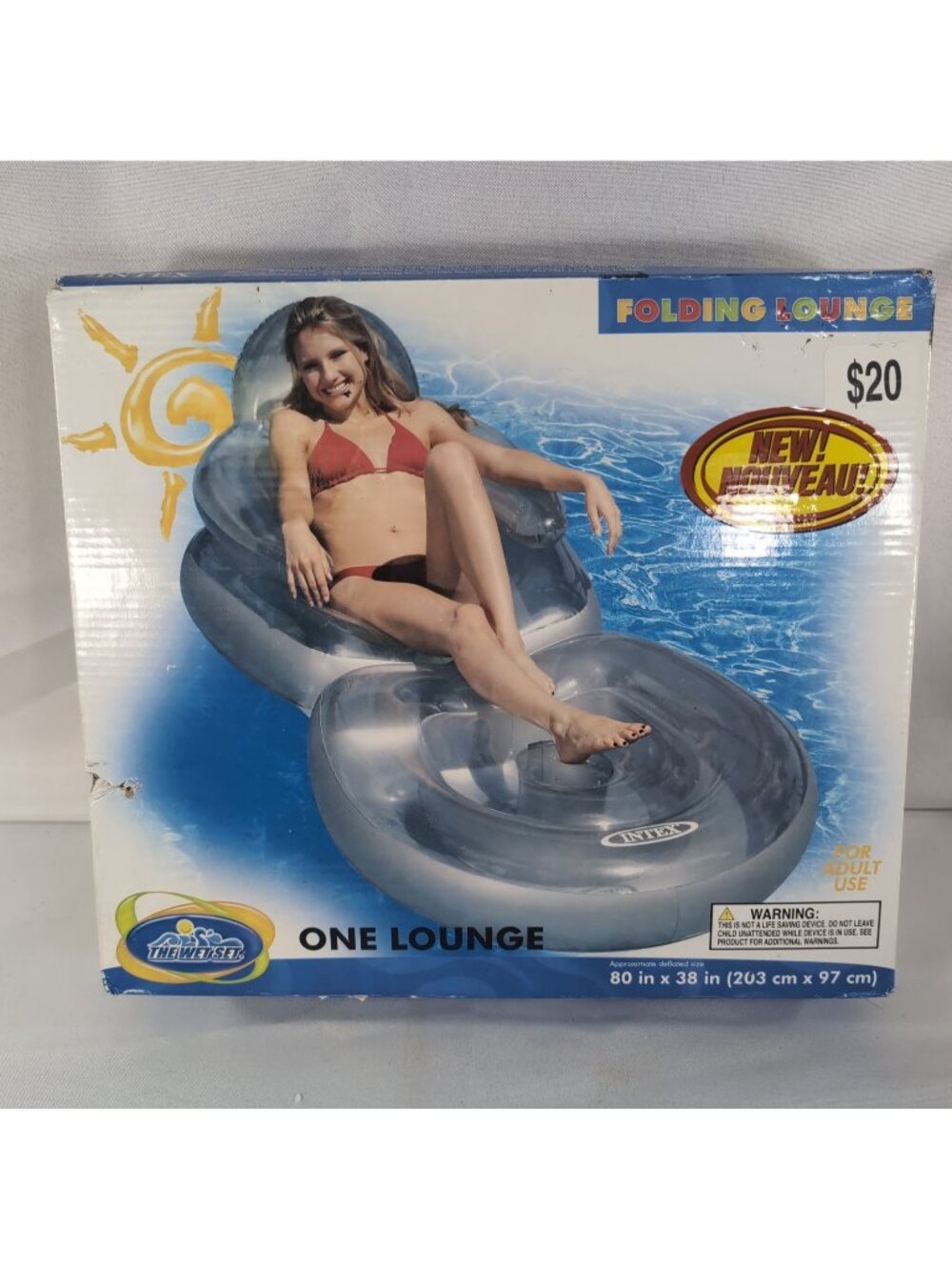 The Wet Set Folding Lounge NEW One 80 in x 38 " #58867MW Pool Float Chair Blue